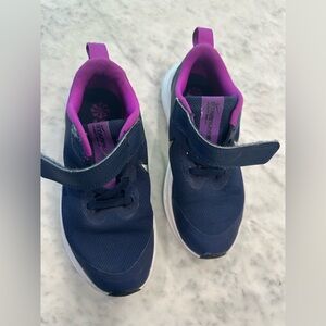 Kids Navy and Purple Nike Shoes, Size 12